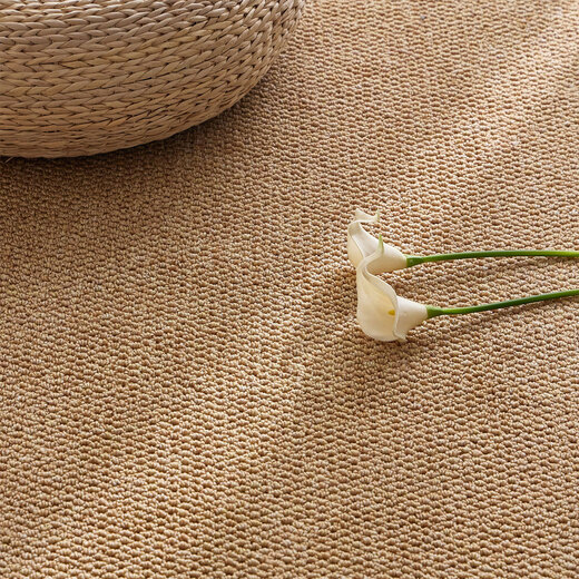 Sanqihu Fuhuan imitation sisal rectangular carpet, simple washable cotton and linen floor mat, camel white two-color, upgraded large loop pile imitation sisal 140x180cm