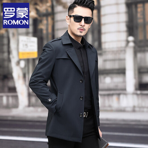 Luo Meng high-end men's windbreaker spring and autumn casual jacket slim short business versatile men's fashion versatile top dark green M 170 recommended 100-125 Jin Jin equals 0.5 kg