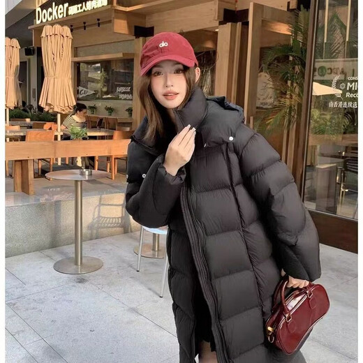 Woodpecker (TUCANO) 90 long loose down jacket 2025 goose down new winter warm Korean style fashionable slim hooded thickened jacket milk blue (super good-looking) S recommended 100-130Jin Jin equals 0.5 kg