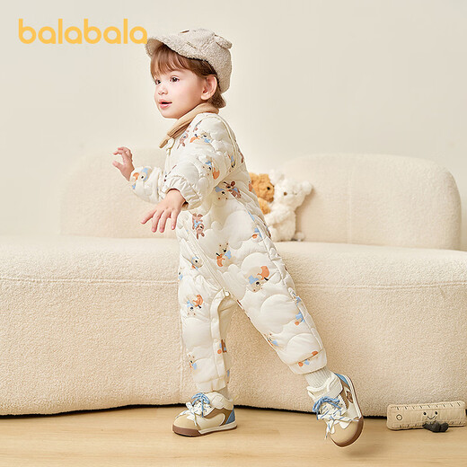 BALABALA balaOne baby onesie baby clothes 2025 new winter clothing plus velvet romper cute cute childlike bear 00315 90cm