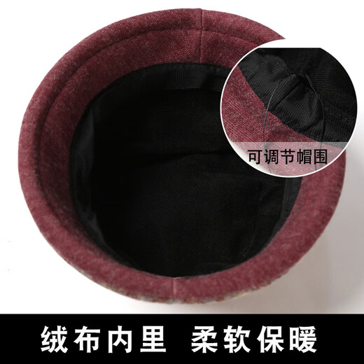 Woodpecker (TUCANO) middle-aged and elderly hats for women in autumn and winter mother's woolen hat thickened old lady's cloth basin hat casual fisherman hat purple hat + scarf adjustable