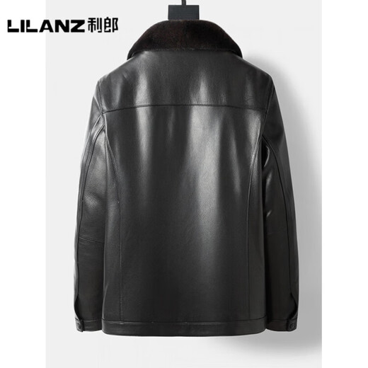 LILANZ Official Haining Genuine Leather Jacket Fur-Integrated Mink Liner Men's Velvet Thickened Jacket Middle-aged and Elderly Dad Leather Jacket 2531 Mink Liner-Flagship Model 3XL 185