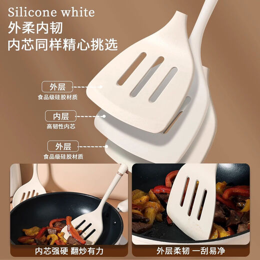 Jiyunmao silicone soup spoon, high temperature resistant food grade non-stick pot special spoon, household long handle soup spoon, large soup, newly upgraded soup spoon, lengthened, anti-scalding, thickened to protect the pot