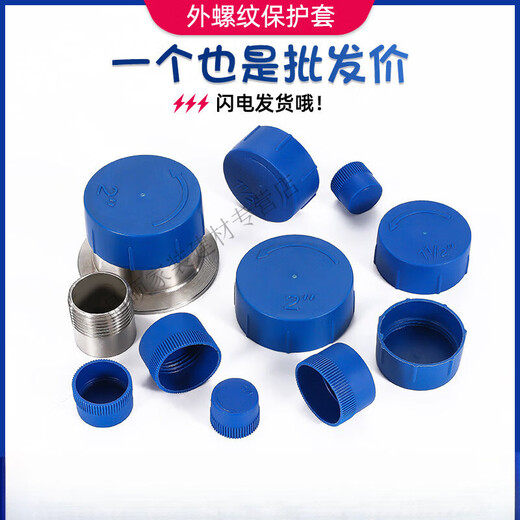 Zhuo Shikun external thread protective sleeve blue plastic NPT thread protection special welded pipe fitting valve flange mouth cap blue LH-1/2 (10 pieces)
