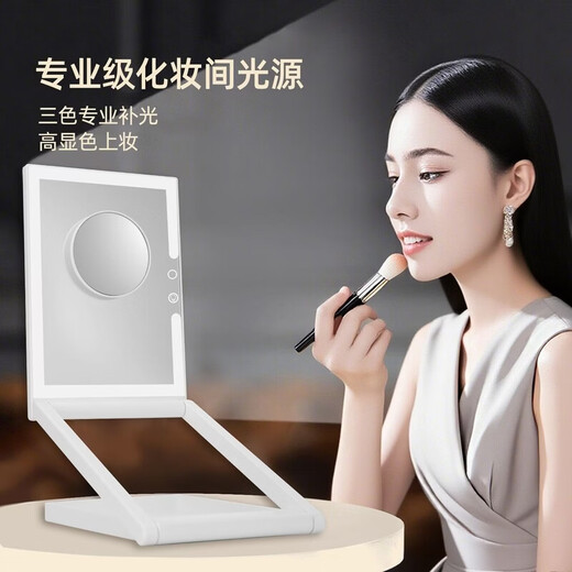 Diment Intelligent LED Light Makeup Mirror with Light Foldable Living Room and Bedroom Makeup Mirror Upgradeable Portable Storage Makeup Mirror White 1200 mAh Makeup Mirror / With 10x Magnifying Glass