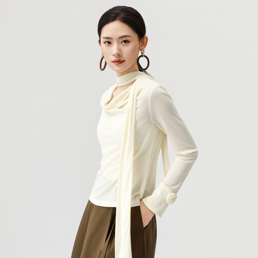 VIEA.ING Shopping Mall Same Swing Collar Shirt Women's 2026 Spring New Korean Style Shirt Design Top Apricot M