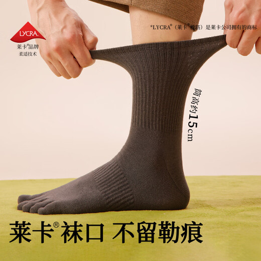 Zanami plus size five-finger socks men's pure cotton mid-calf split-toe socks autumn and winter sports white cotton stockings sports deodorant black-dark blue-dark gray-military green M plus size 40-49 tube height about 15C