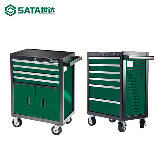 SATA Auto Repair Tool Cart Set Sheet Metal Machine Repair Heavy-Duty Mobile Cabinet Contains Tools Factory Workshop Repair Box 09948_68 Pieces New Energy Auto Maintenance Machine Repair Set (Including Four Drawers and Two Workers