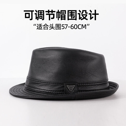 SOOKI Retro Genuine Leather Men's Autumn and Winter British Style Middle-aged and Old Dad Warm Shanghai Beach Hat Gentleman Hat Grandpa and Elderly Hat Black XL (57-58cm)