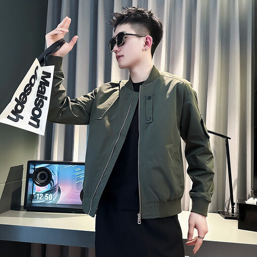 Burwilde international brand trendy brand handsome jacket men's spring and autumn baseball uniform men's 2025 new men's off beige M