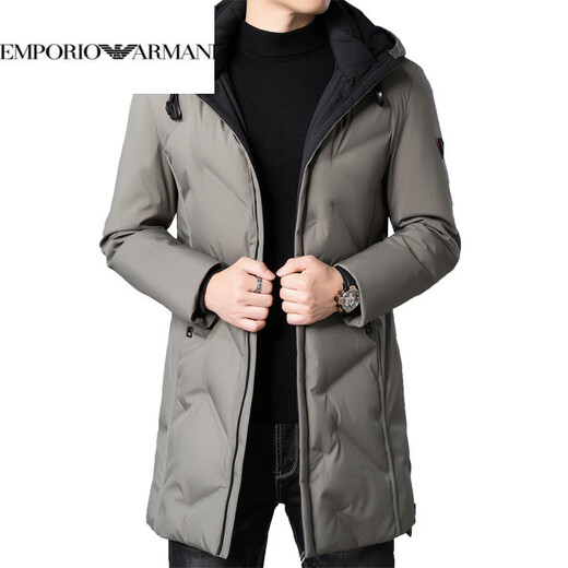 EMPORIO ARMANI阿玛尼高端羽绒服男2026秋冬季新款加厚防寒保暖男士外套中长款男 黑色 XL 180