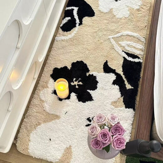 Fantasy warm color bedside blanket flocked three-dimensional machine washable master bedroom water-absorbent and wear-resistant bathroom corridor ins style 60x120 dark fragrance sparse shadow lengthened