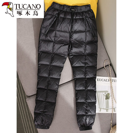 Woodpecker Winter Down Pants Women's Outerwear Thickened High Waist Women's Inner Wear White Duck Down Straight Warm Pants Cotton Pants Purple L Recommended 95-109Jin Jin is equal to 0.5kg Four-layer lock velvet technology