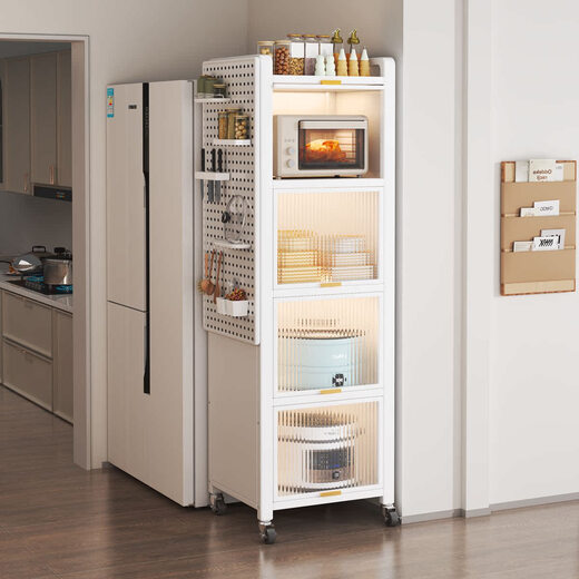 Fantasy kitchen storage rack kitchen microwave storage cabinet floor-standing wall-mounted integrated storage cabinet Yunduo white 4 layers length 70 width 35 height 112 extra thick extra thick