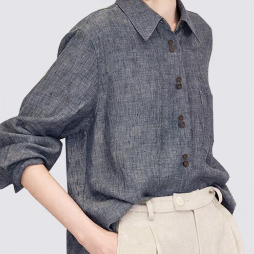 MeetMetro Maier Lyocell Tencel Shirt Women's 2026 Spring Relaxed Old Money Style Casual Top Blue S