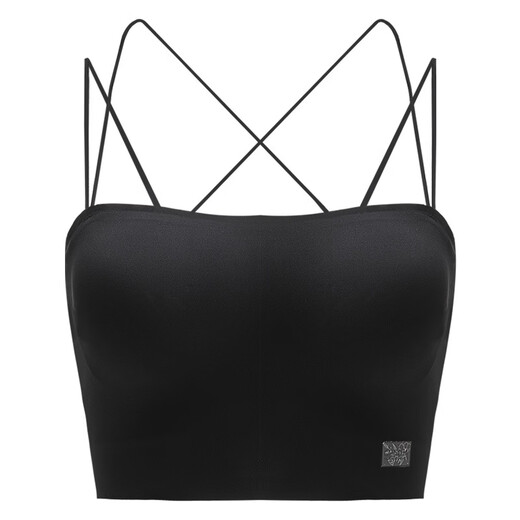 Gathering back beautiful underwear 2025 new summer thin all-in-one vest women's small bust tube top suspender bra black + milky white. One size fits all 32/70AB