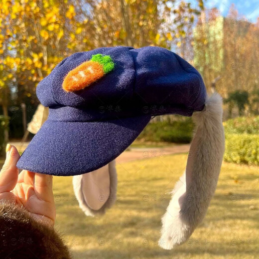 Blooming Judy Nick's cute ears cos octagonal hat, Zootopia beret, sweet photo taking, bunny police officer style