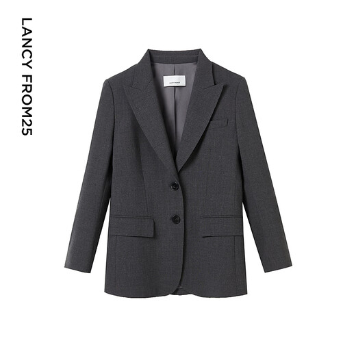 Langzi pure wool high-end commuting professional formal wear design temperament slim suit jacket 2025 spring new style dark gray M