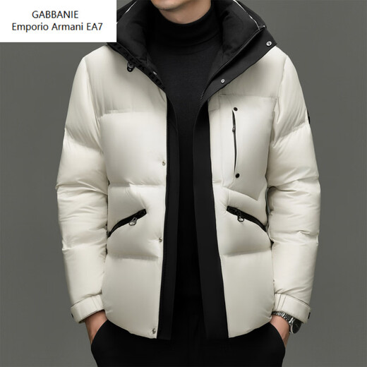 Emporio Armani EA7 Armani 90 белый утиный пух зимний деловой короткий пуховик мужской утолщенный теплый хлебный пуховик с капюшоном модный серый M 170 100-120Jin Jin равен 0,5 кг