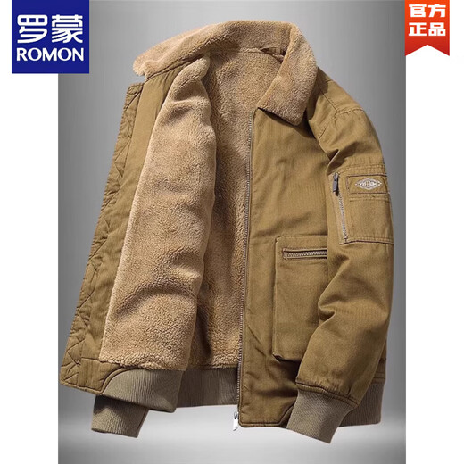ROMON высококачественная мужская куртка из шерпы, осенне-зимняя 2025, новая бархатная утолщенная рабочая одежда, летная куртка, хлопковая мужская куртка светло-зеленого цвета в стиле милитари, M