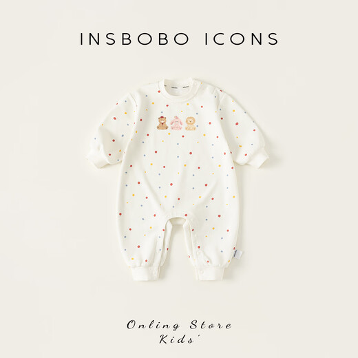 INSBOBO baby clothes 2026 spring new baby jumpsuits for girls, spring and autumn baggy clothes, spring clothes, colorful dots on the bottom 66cm 66