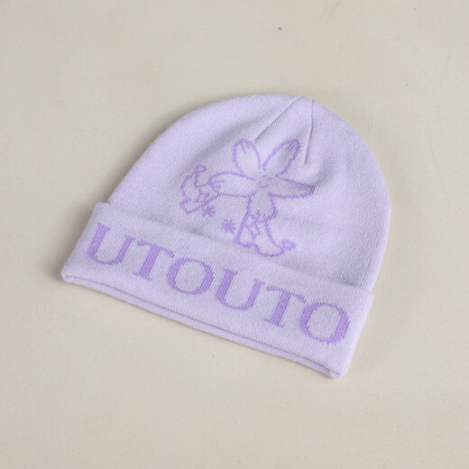 UTOUTO Big Ear Elephant Girls Jacquard Knitted Hat 2026 Spring New Trendy Cool Versatile Stretch Wool Hat 2602006 Flower Purple One Size (Head Circumference 50-54cm)
