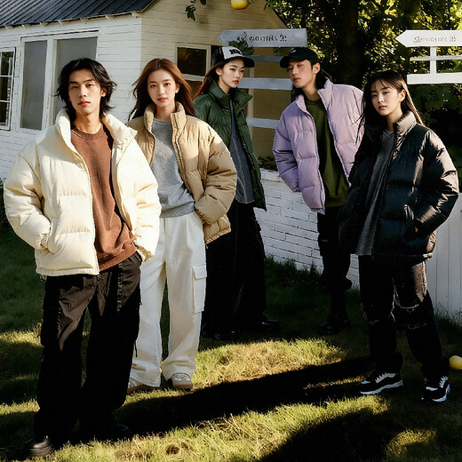 Jeanswest winter warm bread coat cotton coat for men and women 2025 new thickened versatile cotton jacket couple style cotton coat black solid color XL