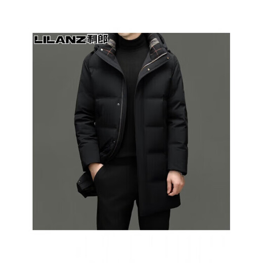 LILANZ Men's Mid-Length Down Jacket Winter New Fashionable Thickened Warm and Coldproof Jacket for Young and Middle-aged Men Black 14XL (190)