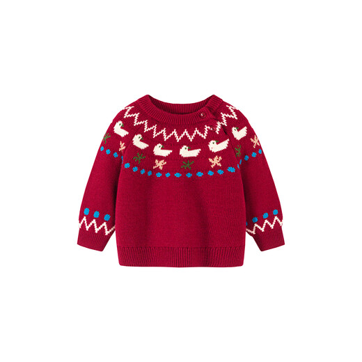 Mini Bala (minibala) Fair Isle Sweater Mini Bala Boys and Girls Parent-Child Sweater Winter New Year Red Cute Artist Co-signed Chinese Red 60649 160