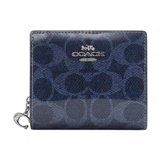 COACH Snap Wallet 10 Brand Logo Print Coated Canvas Wallet Mini Women's Dark Blue Dark Blue 1 Dark Blue 2
