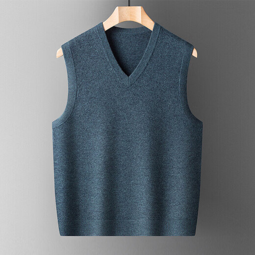 XJSGS international luxury high-end brand woolen sweater vest men's autumn and winter waistcoat V-neck daddy vest middle-aged and elderly high-end black and red ready stock winter style M /170/88A