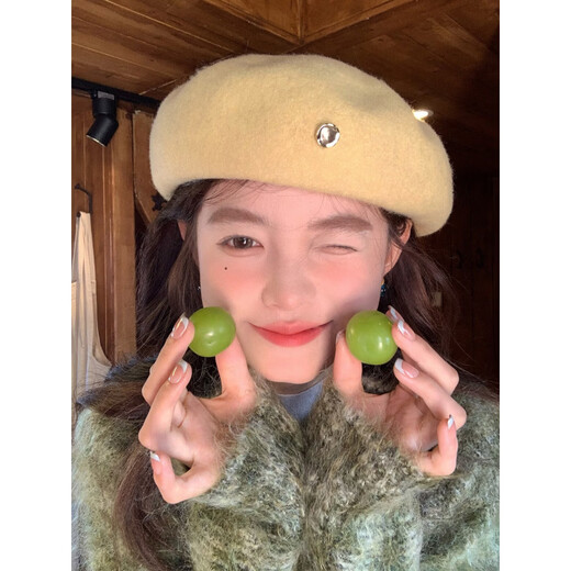Xiaohongshu Winter Face Revealing Little Beret Lemon Yellow