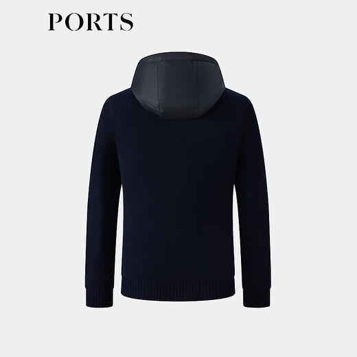 PORTS Men's 2026 Spring and Summer New Arrival Woven Hooded Splicing Knitted Cardigan Night Sky Blue Blue Purple M