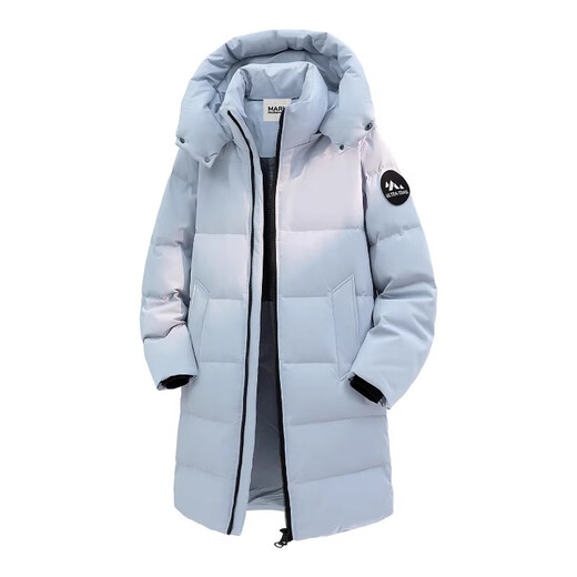 马克华菲（MARK FAIRWHALE）美式复古休闲长款羽绒服男士2025年冬季新款宽松保暖加厚潮牌上衣 冰川蓝色 【官方正品】 L 【建议120-140斤】