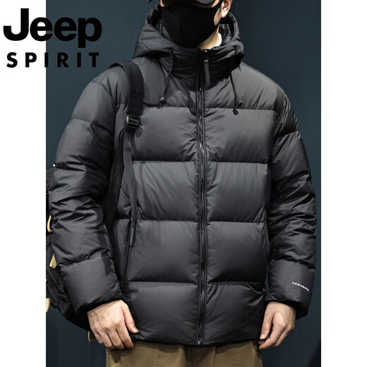 JEEP Jeep International Brand 2025 Новый пуховик мужской зимний с капюшоном Короткий повседневный свободный пуховик Carbon Grey Теплый пуховик L 125-145Jin Jin равен 0,5 кг