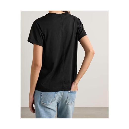 The Row women's T-shirt is breathable and comfortable cotton black daily commuting top versatile and simple black one size | XXS