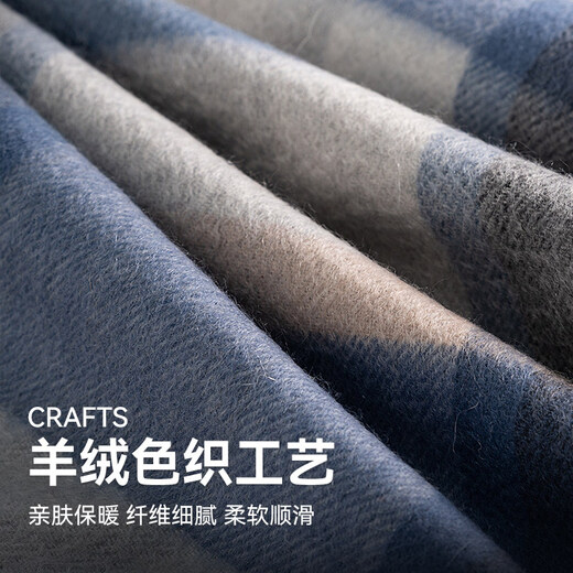 Shanghai Story Autumn and Winter New Men's Thick Warm and Soft Scarf as a Gift for Elders in a Gift Box, Black Gray