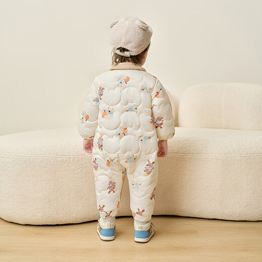 BALABALA balaOne baby onesie baby clothes 2025 new winter clothing plus velvet romper cute cute childlike bear 00315 90cm