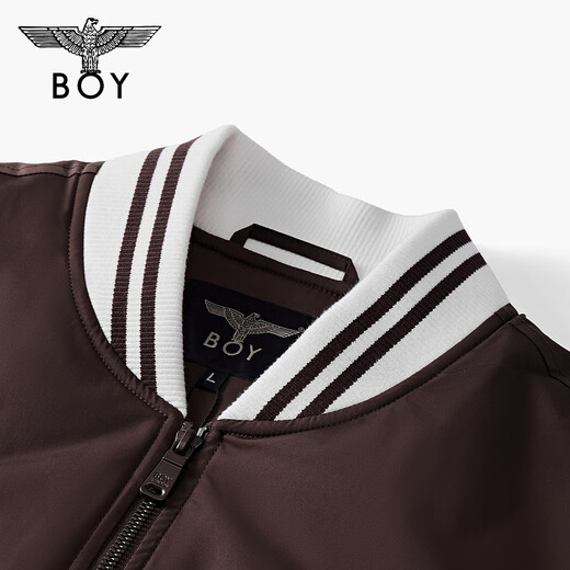 BOY LONDON fashionable brown and white stitching letters baseball uniform autumn and winter same style short cotton clothing for men and women N29013 Coffee M