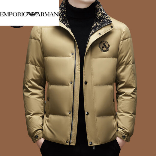 EMPORIO ARMANI Armani Пуховик Мужская зимняя мода Повседневная короткая мужская утепленная куртка с воротником-стойкой на утином пуху черная (высококлассная одежда) L 175