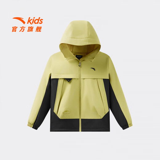 ANTA Children's Jacket Men's and Big Children's Clothing Spring New Product Bio-based Water Repellent Hooded Woven Thick Jacket 352616666S Golden Yellow-1 160