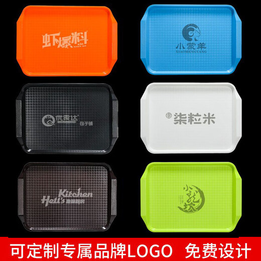 Tuojin German imported quality plastic tray rectangular hotel restaurant serving tray non-slip fast food tray canteen 803 black plaid thickened version promotion