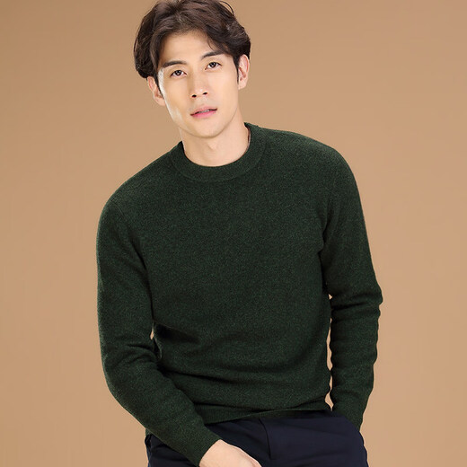 GUSKI luxury high-end brand 100% pure cashmere sweater men's thickened half turtleneck sweater warm base layer for young and middle-aged people dark green half turtleneck - exquisite gift box XL