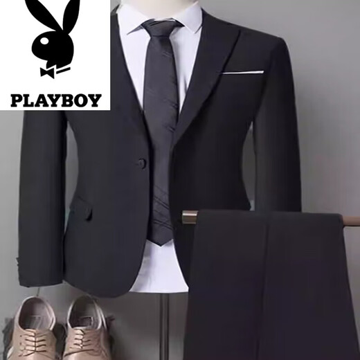 Playboy (PLAYBOY) European station suit men's slim Korean version youth spring and autumn light and breathable simple casual suit jacket single suit top gray XL recommended 130-150Jin Jin equals 0.5 kg