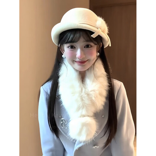 Xiaohongshu Women's Bow Beret Autumn and Winter Fisherman Hat White Wool Thousand Gold Hat