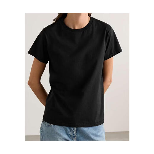 The Row women's T-shirt is breathable and comfortable cotton black daily commuting top versatile and simple black one size | XXS