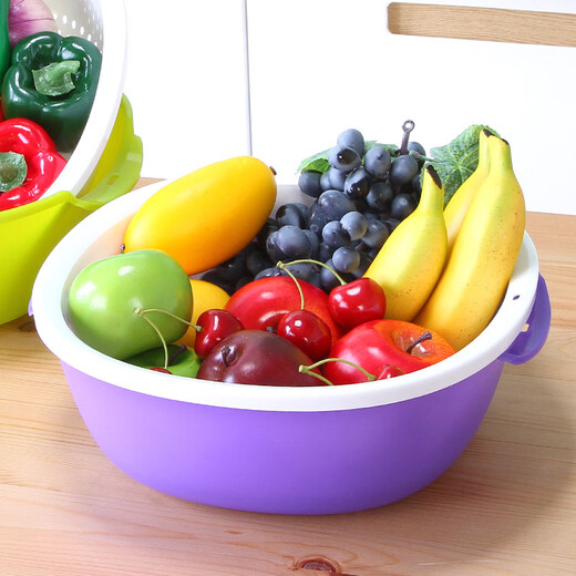 Camellia double-layer square round water filter sieve frame plastic dripping basket fruit basket multi-purpose vegetable washing basket washing fruit draining basket new orange