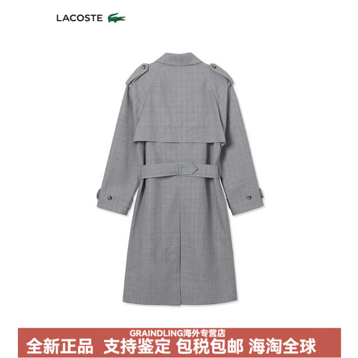 鳄鱼（LACOSTE）法国鳄鱼男装25秋季新款格纹不对称风衣外套BH9063 6PK/灰色格纹 S 46