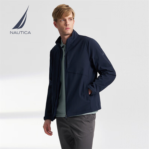 NAUTICA shopping mall same style men's spring and summer new soft shell velvet anti-splash standing collar jacket for men JO4314 Navy 4NV L