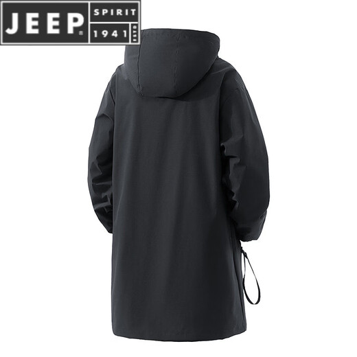 JEEP SPIRIT мужская ветровка большого размера средней длины с бархатным осенне-зимним новым стилем плюс модная повседневная куртка с капюшоном толстого и крупного размера цвета хаки - без бархата L 90-119Jin Jin равен 0,5 кг